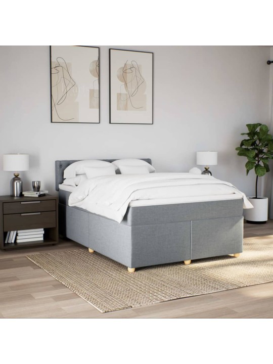 Box spring postel s matrací světle šedá 140 x 200 cm textil