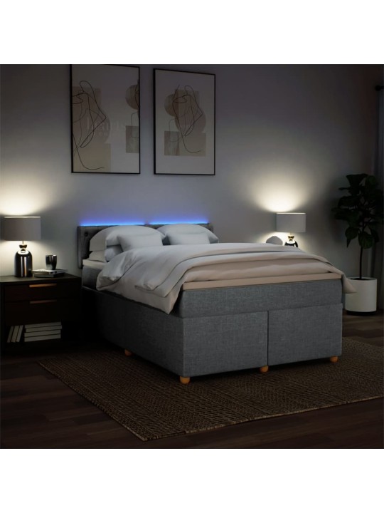 Box spring postel s matrací světle šedá 140 x 200 cm textil