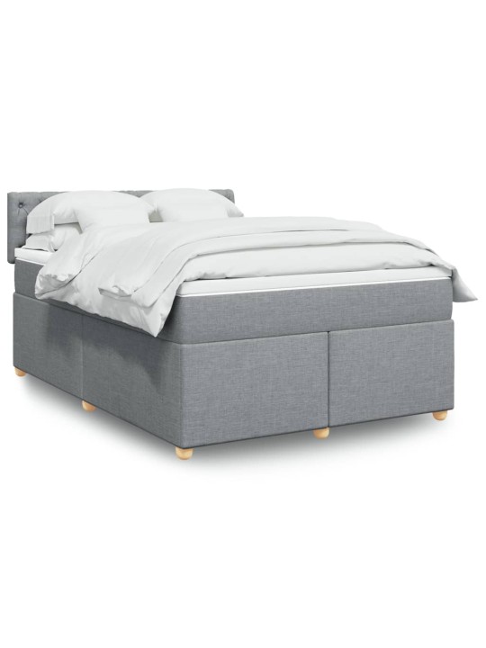 Box spring postel s matrací světle šedá 140 x 200 cm textil