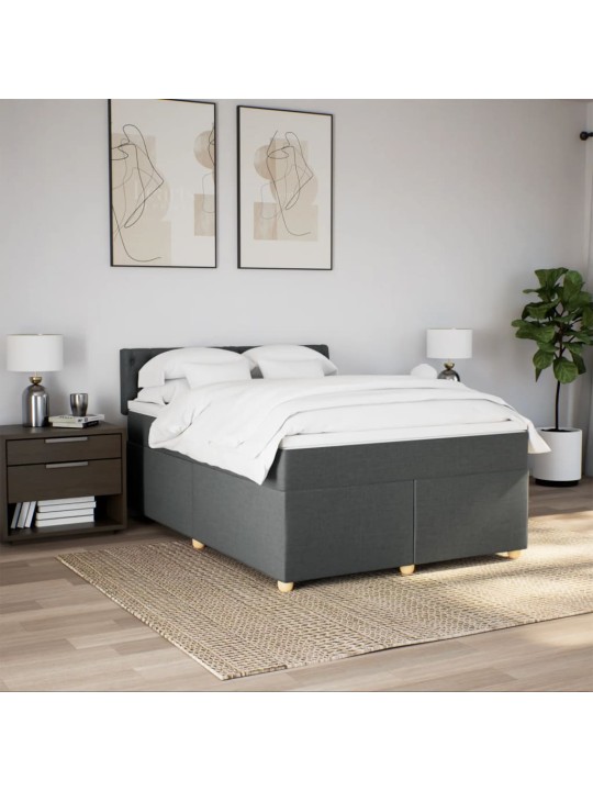 Box spring postel s matrací tmavě šedá 140x200 cm textil