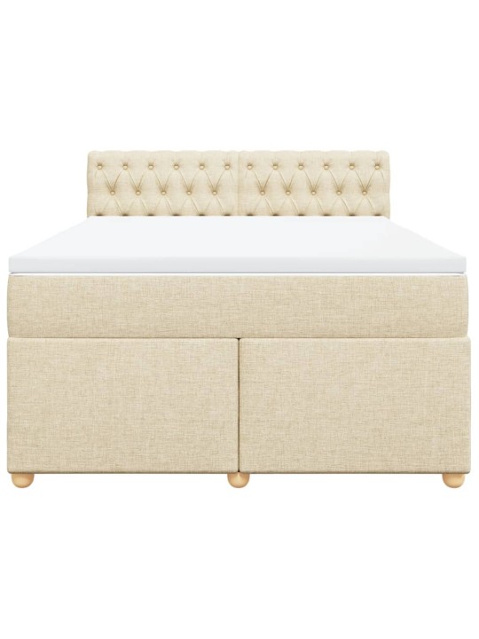 Box spring postel s matrací krémová 140x200 cm textil
