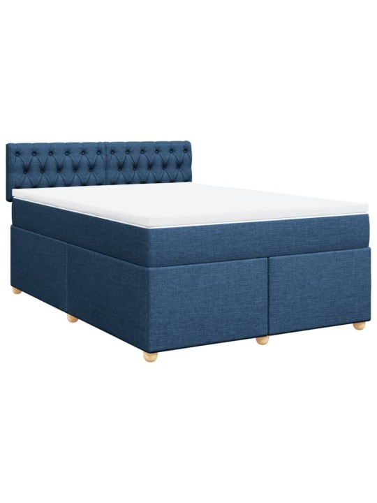 Box spring postel s matrací modrá 140x200 cm textil