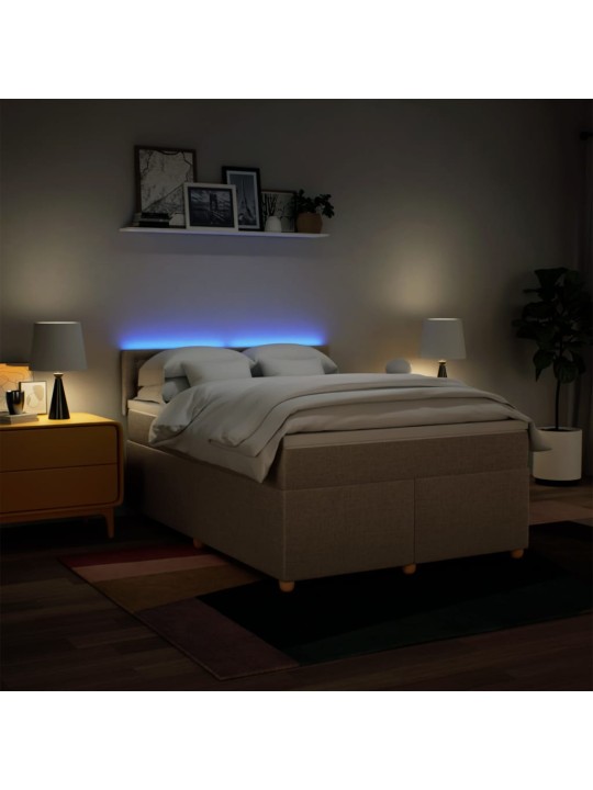 Box spring postel s matrací krémová 140x200 cm textil