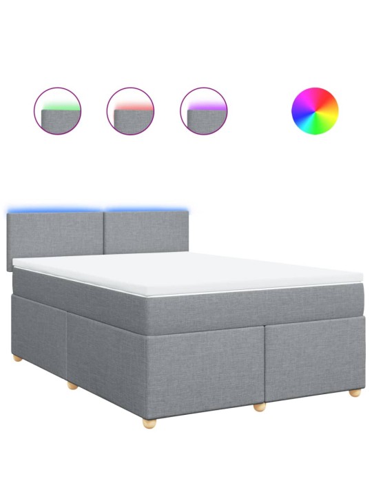 Box spring postel s matrací světle šedá 160 x 200 cm textil