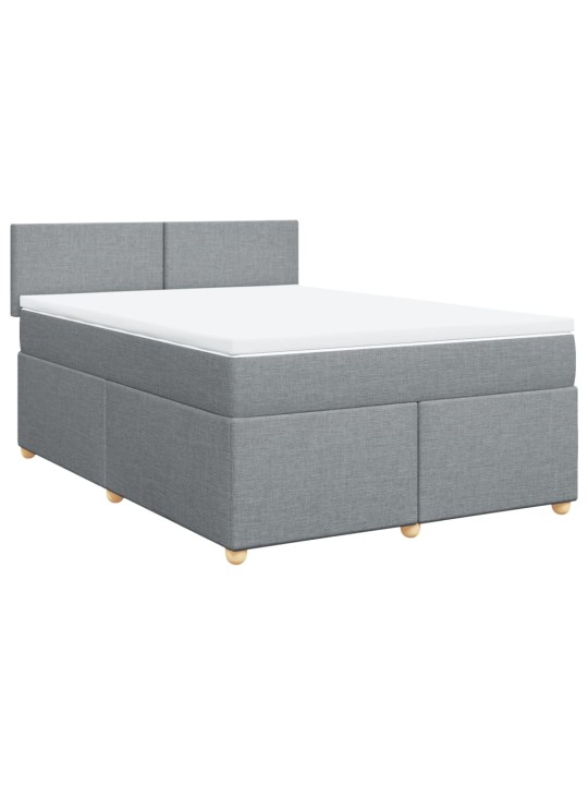 Box spring postel s matrací světle šedá 160 x 200 cm textil