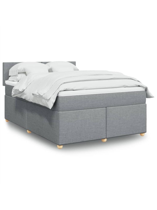 Box spring postel s matrací světle šedá 160 x 200 cm textil