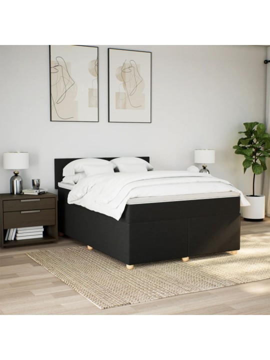 Box spring postel s matrací černá 160x200 cm textil