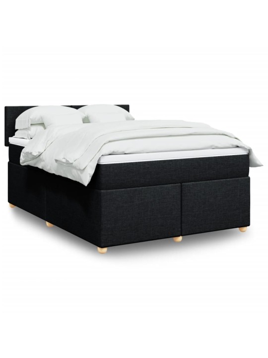 Box spring postel s matrací černá 160x200 cm textil