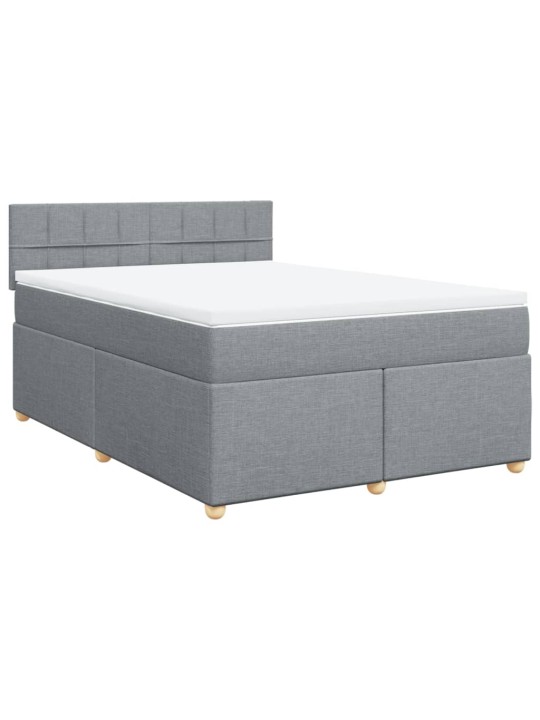 Box spring postel s matrací světle šedá 160 x 200 cm textil