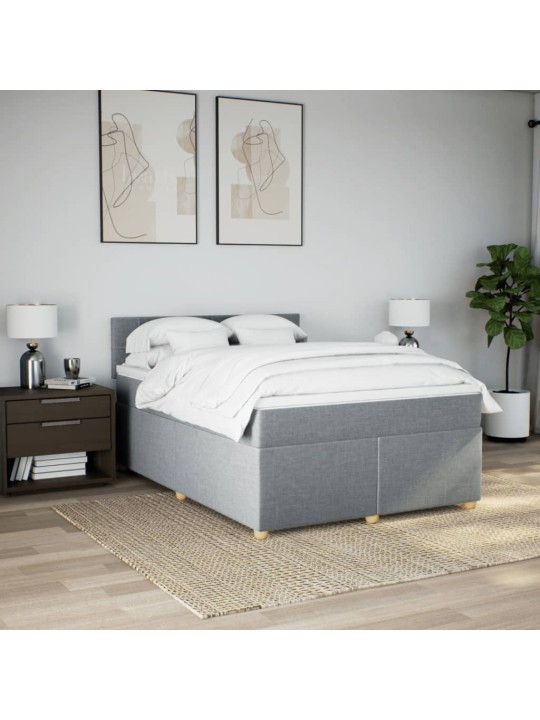Box spring postel s matrací světle šedá 160 x 200 cm textil