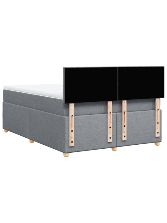 Box spring postel s matrací světle šedá 160 x 200 cm textil