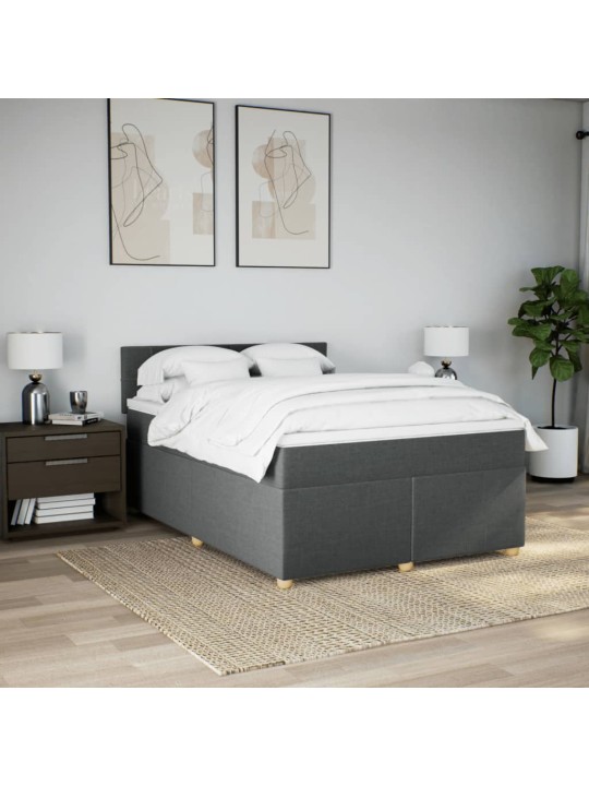 Box spring postel s matrací tmavě šedá 160x200 cm textil