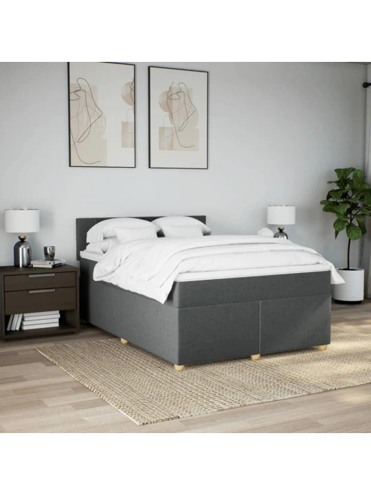 Box spring postel s matrací tmavě šedá 160x200 cm textil