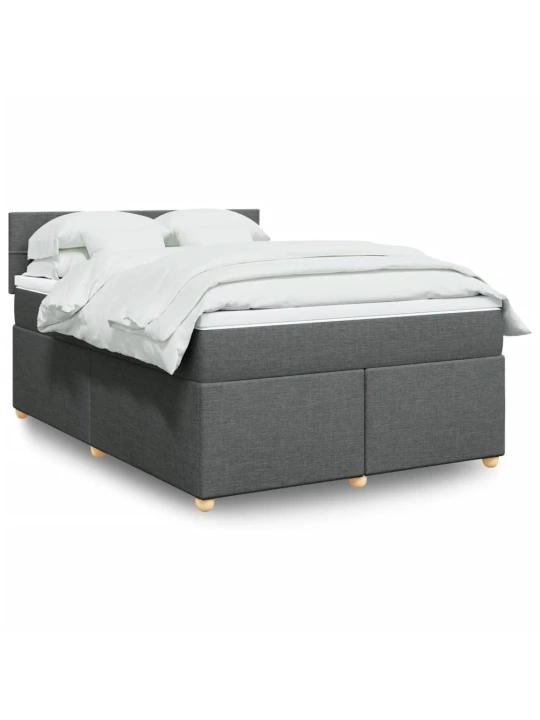 Box spring postel s matrací tmavě šedá 160x200 cm textil