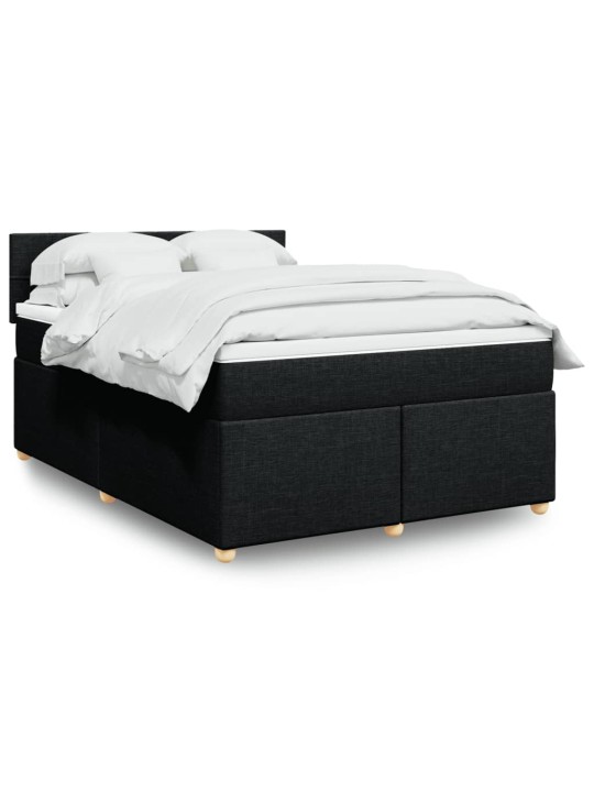 Box spring postel s matrací černá 160x200 cm textil