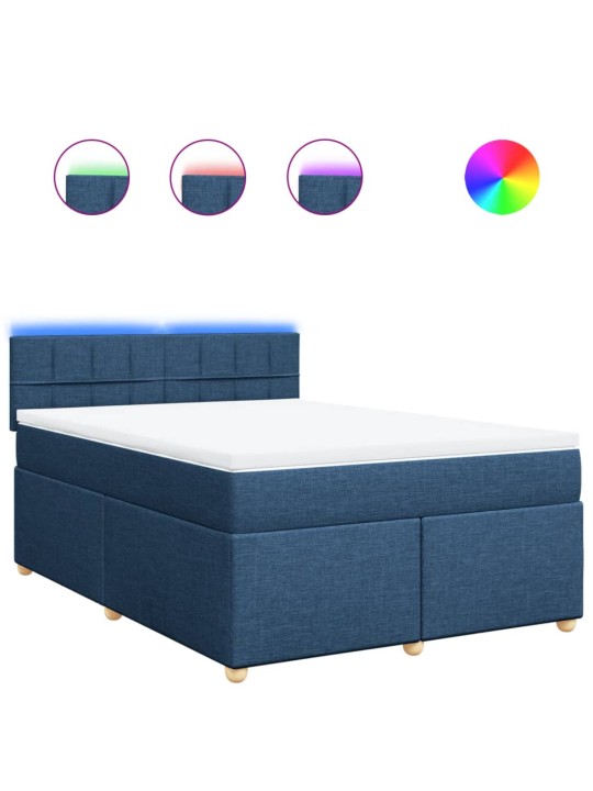 Box spring postel s matrací modrá 160x200 cm textil