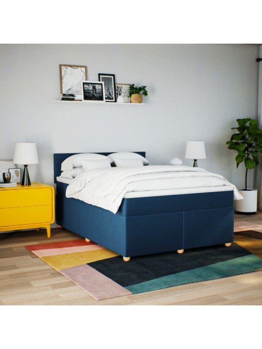 Box spring postel s matrací modrá 160x200 cm textil
