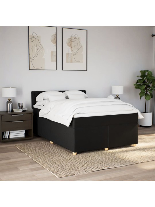 Box spring postel s matrací černá 160x200 cm textil