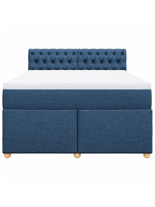 Box spring postel s matrací modrá 160x200 cm textil