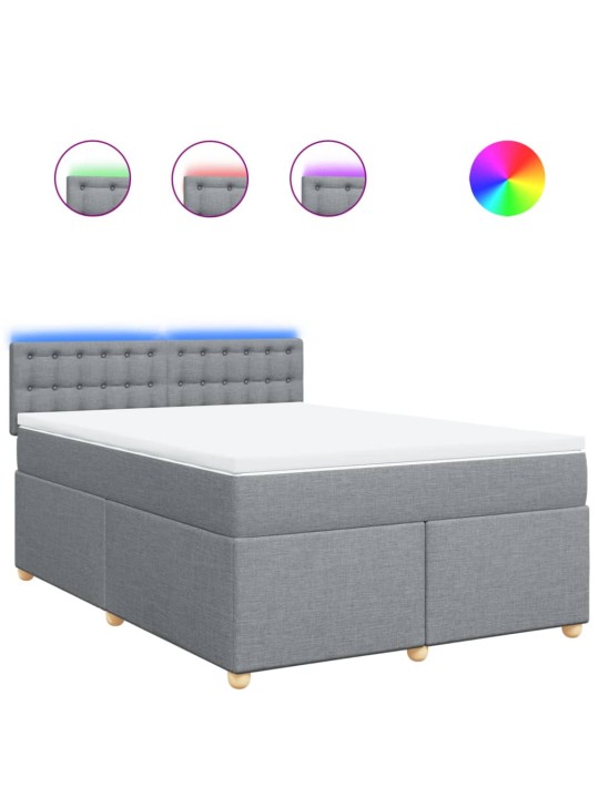 Box spring postel s matrací světle šedá 160 x 200 cm textil
