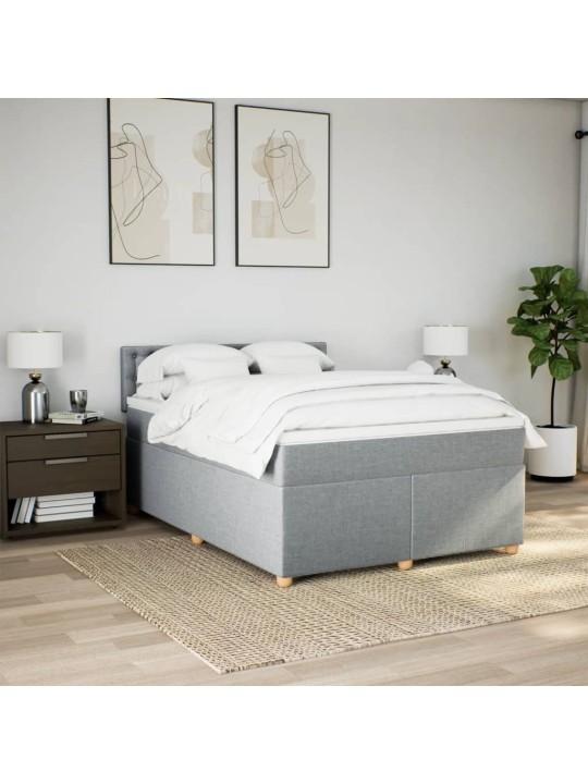 Box spring postel s matrací světle šedá 160 x 200 cm textil