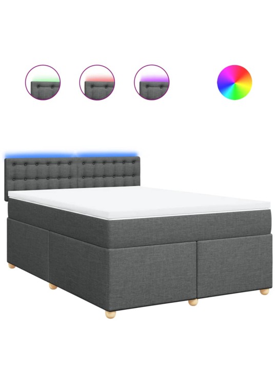 Box spring postel s matrací tmavě šedá 160x200 cm textil