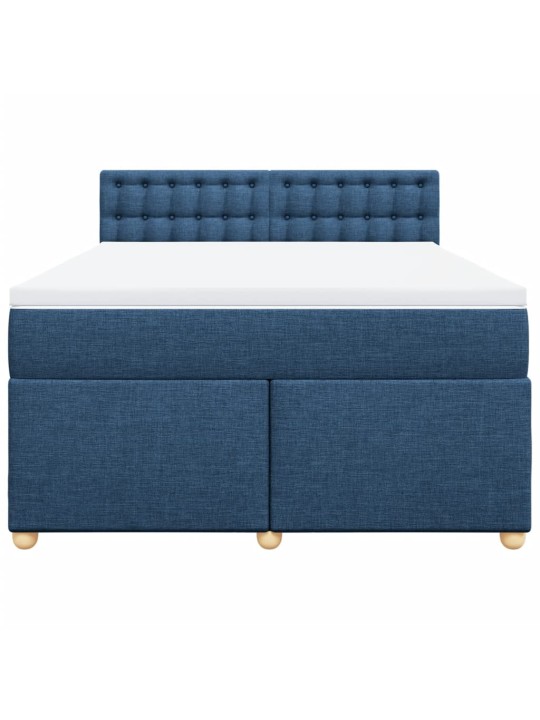 Box spring postel s matrací modrá 160x200 cm textil