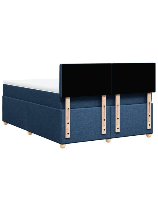 Box spring postel s matrací modrá 160x200 cm textil