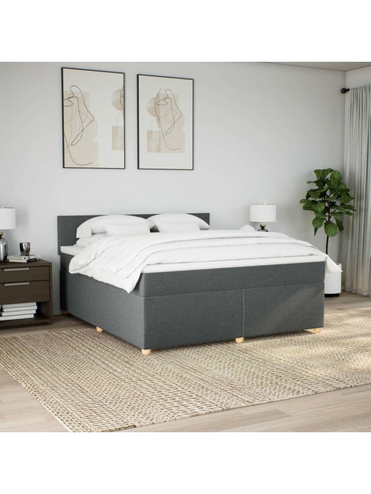Box spring postel s matrací tmavě šedá 180x200 cm textil