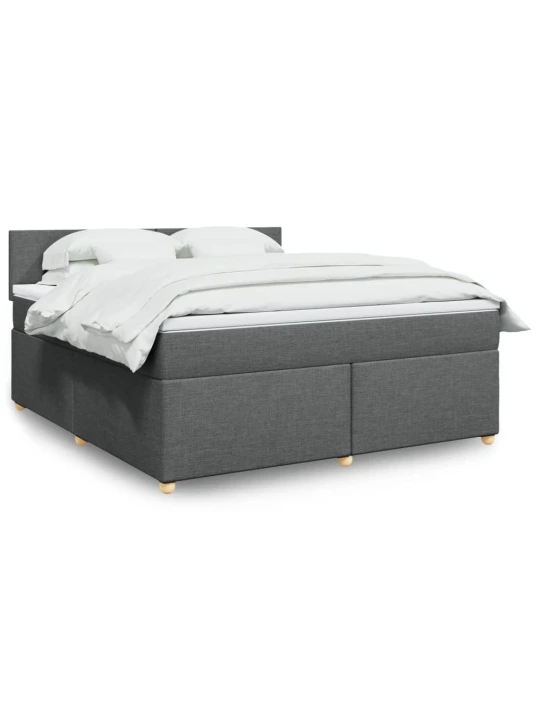Box spring postel s matrací tmavě šedá 180x200 cm textil
