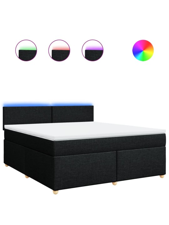 Box spring postel s matrací černá 180x200 cm textil