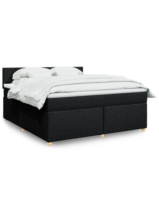 Box spring postel s matrací černá 180x200 cm textil