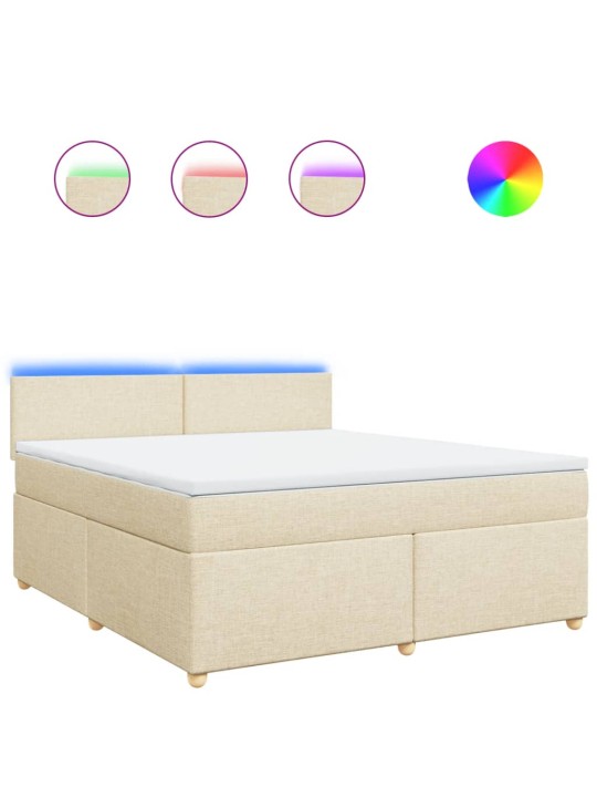 Box spring postel s matrací krémová 180x200 cm textil