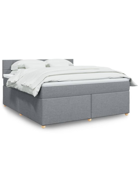 Box spring postel s matrací světle šedá 180 x 200 cm textil