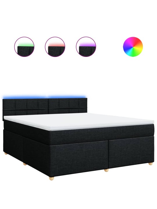 Box spring postel s matrací černá 180x200 cm textil