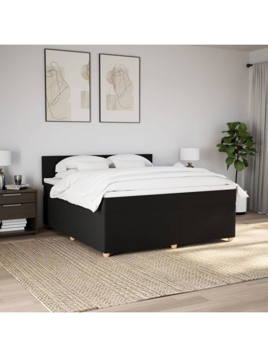 Box spring postel s matrací černá 180x200 cm textil