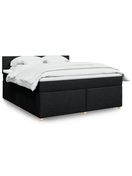 Box spring postel s matrací černá 180x200 cm textil