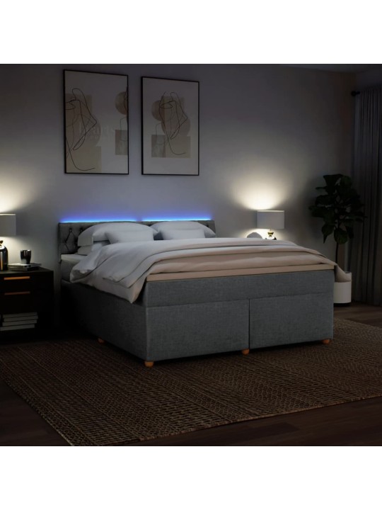 Box spring postel s matrací světle šedá 180 x 200 cm textil