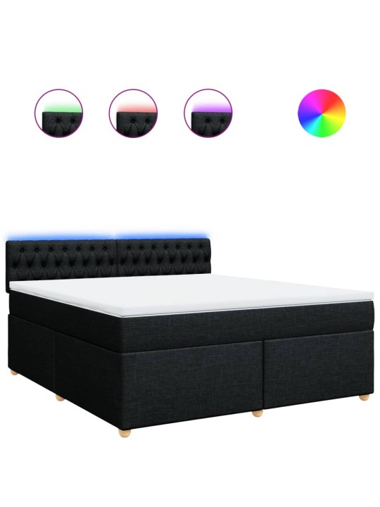 Box spring postel s matrací černá 180x200 cm textil