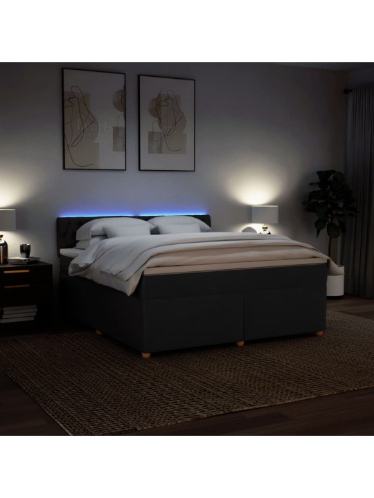 Box spring postel s matrací černá 180x200 cm textil