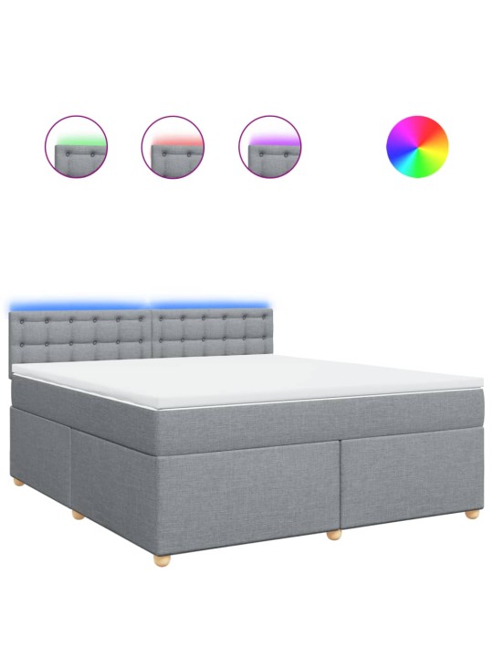 Box spring postel s matrací světle šedá 180 x 200 cm textil