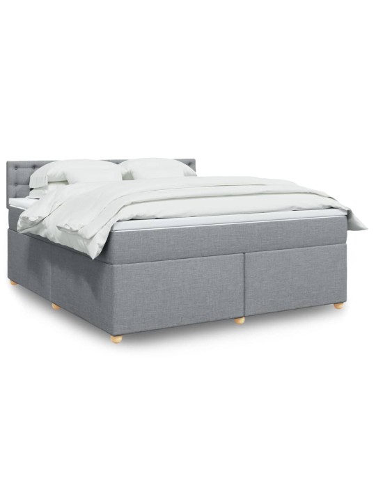 Box spring postel s matrací světle šedá 180 x 200 cm textil