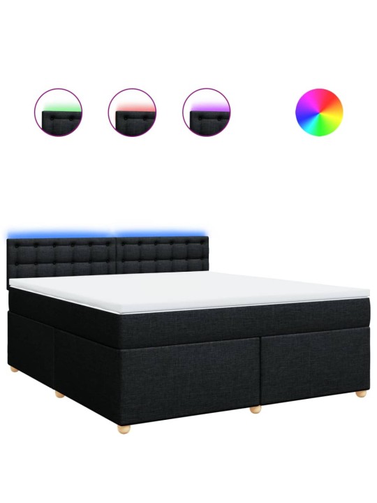 Box spring postel s matrací černá 180x200 cm textil