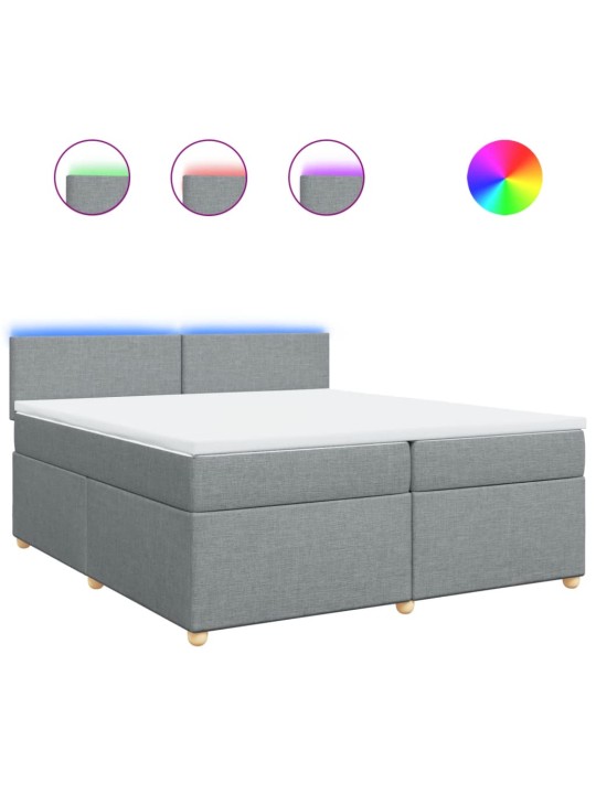 Box spring postel s matrací světle šedá 200 x 200 cm textil