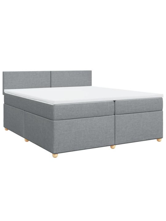 Box spring postel s matrací světle šedá 200 x 200 cm textil