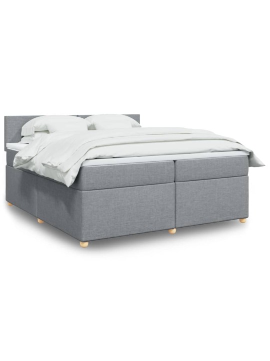 Box spring postel s matrací světle šedá 200 x 200 cm textil