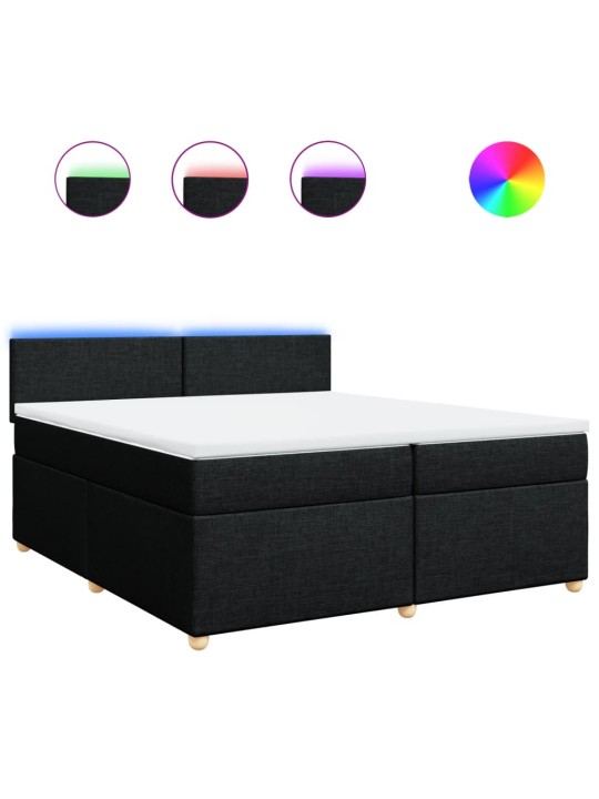 Box spring postel s matrací černá 200x200 cm textil