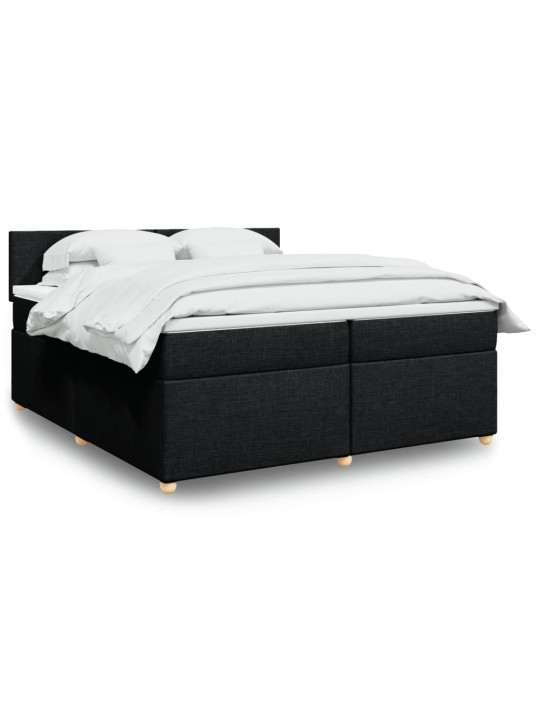 Box spring postel s matrací černá 200x200 cm textil