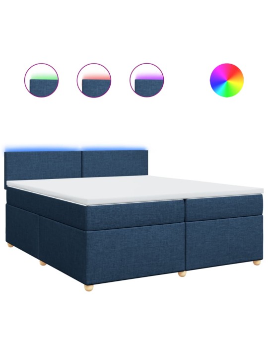 Box spring postel s matrací modrá 200x200 cm textil