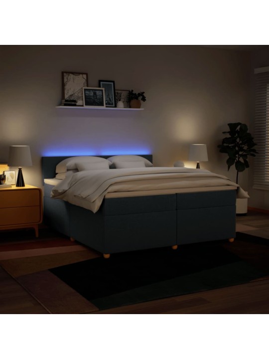 Box spring postel s matrací modrá 200x200 cm textil